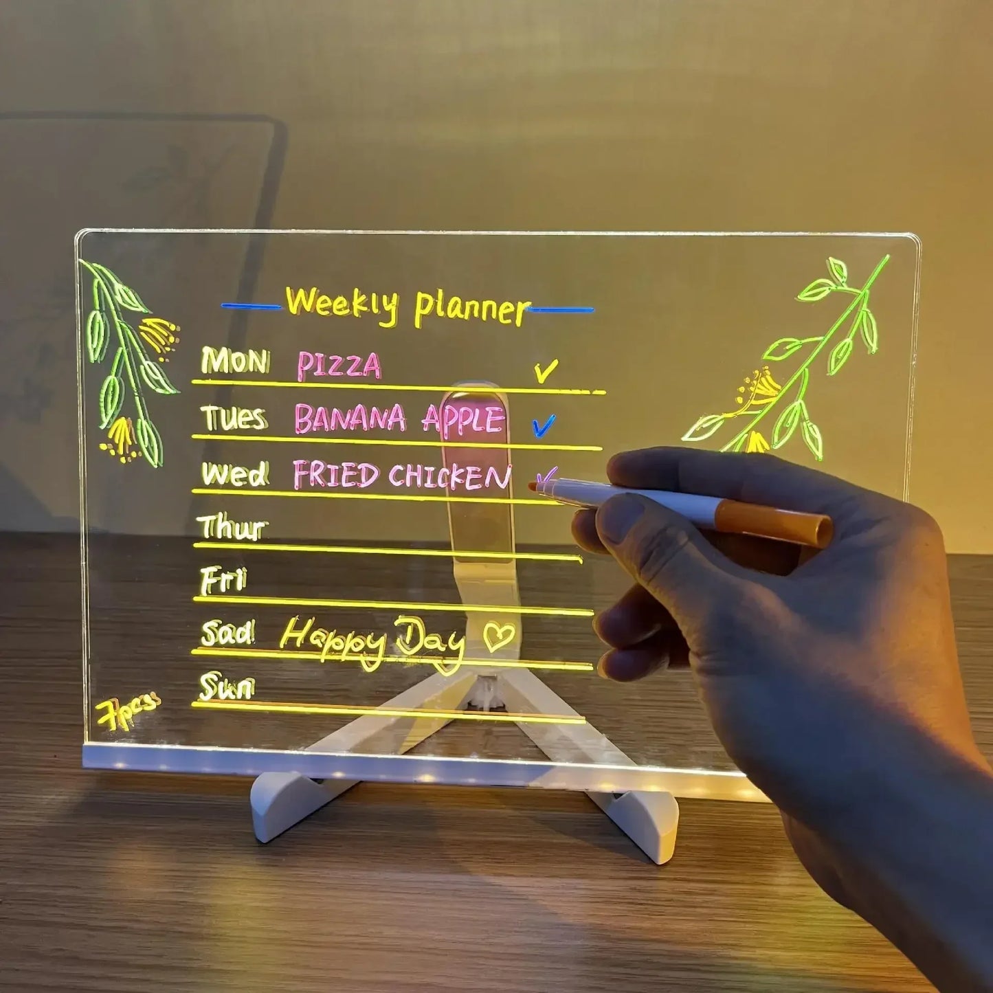 Tableau à dessin et à messages en acrylique à LED