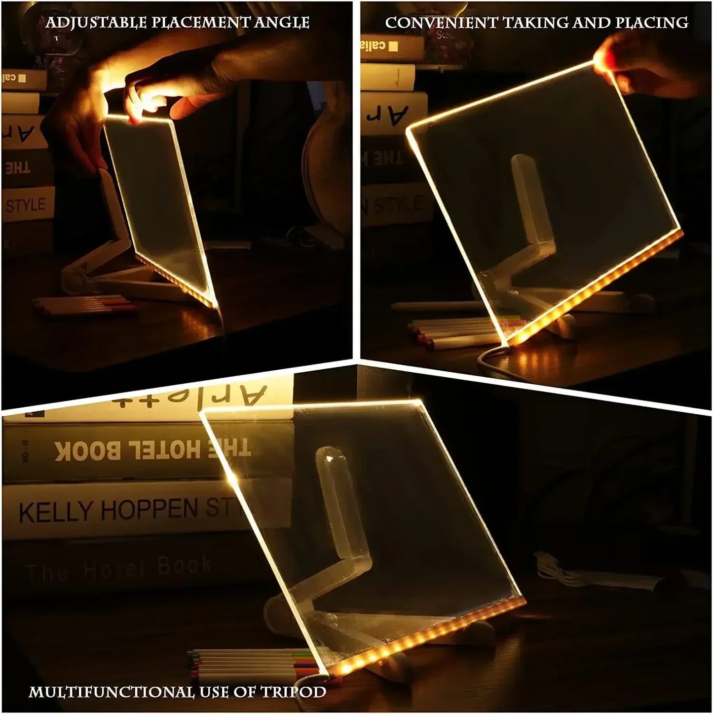 Tableau à dessin et à messages en acrylique à LED