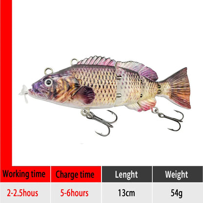 90mm mini Automatic Swimming Robotic Electric Fishing Lure Multi Jointed Bait Auto Swimbait USB LED Light Wobbler for pike